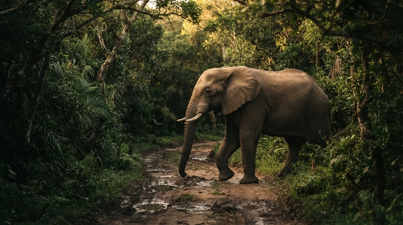 An elephant seen through the lens